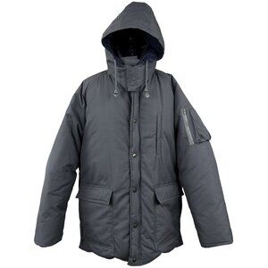 Vintage CAMEL Dark Grey Heavy Goose Down Winter Coat Hooded Jacket Men's XL